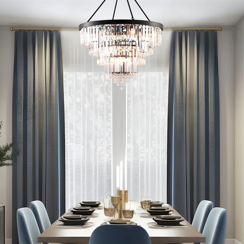 Evangeline 44" Large 17-Light 4-Tier Modern Crystal Luxury Chandelier