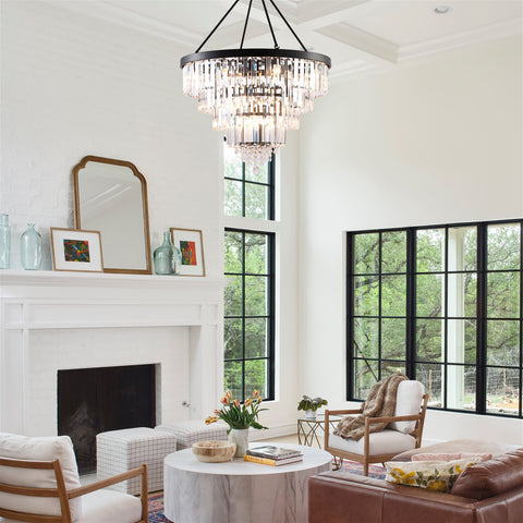 Evangeline 44" Large 17-Light 4-Tier Modern Crystal Luxury Chandelier