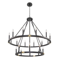 Homestead 41" 20-Light Large Industrial Rustic Farmhouse 2-tier Wagon Wheel Kitchen Island Chandelier