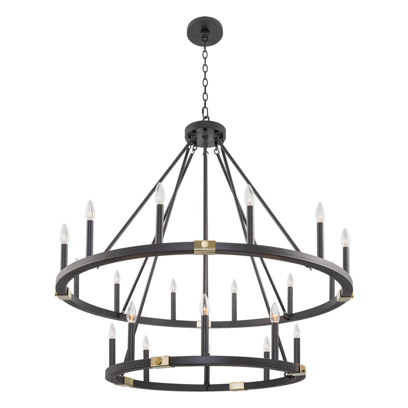 Homestead 41" 20-Light Large Industrial Rustic Farmhouse 2-tier Wagon Wheel Kitchen Island Chandelier