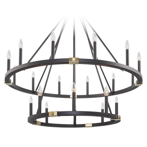 Homestead 41" 20-Light Large Industrial Rustic Farmhouse 2-tier Wagon Wheel Kitchen Island Chandelier
