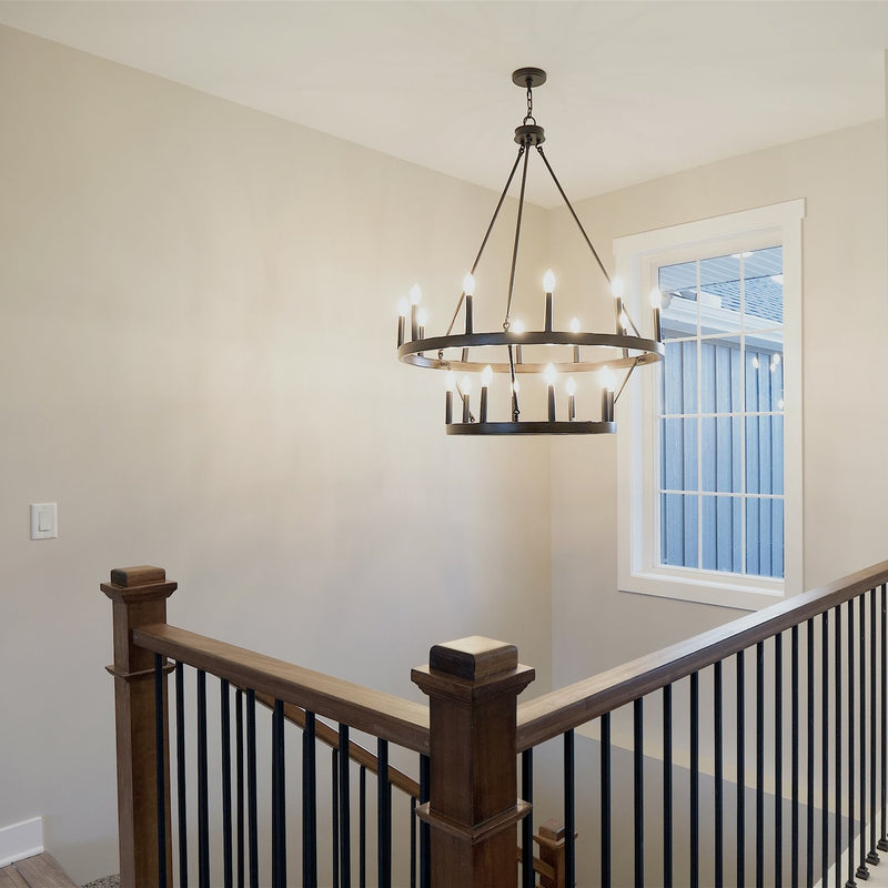 Homestead 41" 20-Light Large Industrial Rustic Farmhouse 2-tier Wagon Wheel Kitchen Island Chandelier