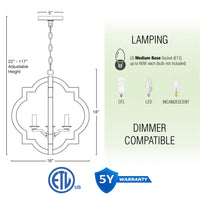 Roman 18" 3-Light Farmhouse Pendant Light