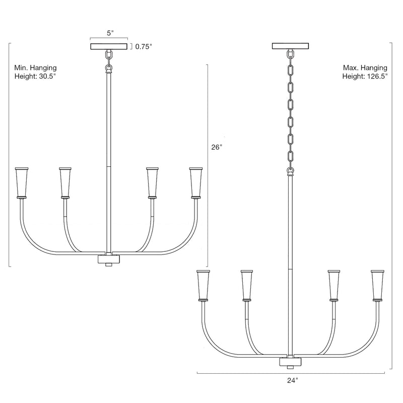 Beaux 26" 6-Light Modern Chandelier