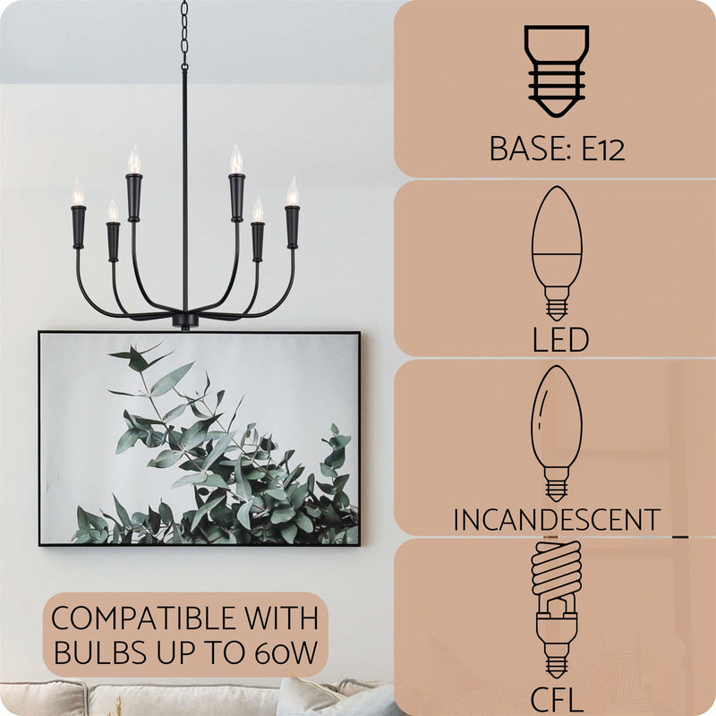 Beaux 26" 6-Light Modern Chandelier