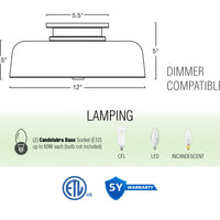 Gianna 12" 2-Light Modern Semi Flush Mount Ceiling Light