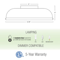 Alston 14" 3-Light Modern Semi Flush Mount Close to Ceiling Light