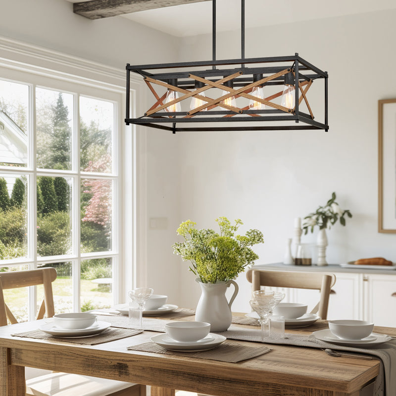 Lexington 32" 5-Light Farmhouse Rectangular Kitchen Island Light / Pool Table Light