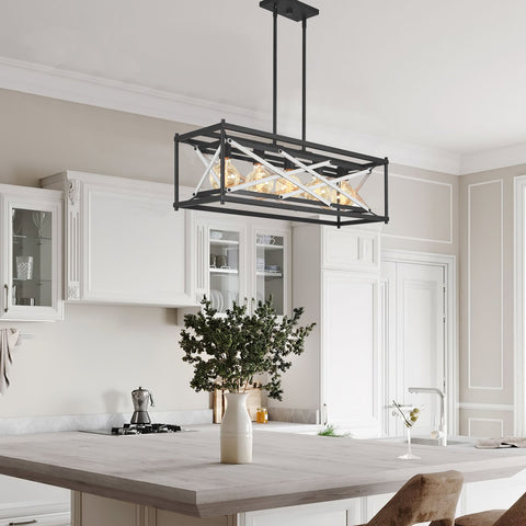 Lexington 32" 5-Light Farmhouse Rectangular Kitchen Island Light / Pool Table Light