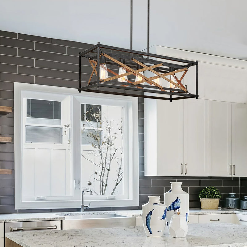 Lexington 32" 5-Light Farmhouse Rectangular Kitchen Island Light / Pool Table Light