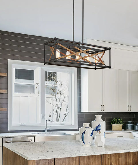 Lexington 32" 5-Light Farmhouse Rectangular Kitchen Island Light / Pool Table Light