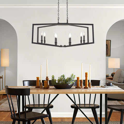 Brantley 37" 8-Light Large Industrial Lantern Kitchen Island Light