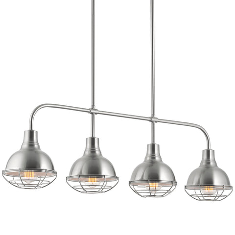 Kira Home Liberty 36" 4-Light Modern Industrial Farmhouse Kitchen Island Light, Adjustable Hanging Height + Metal Cage Shade, Brushed Nickel Finish