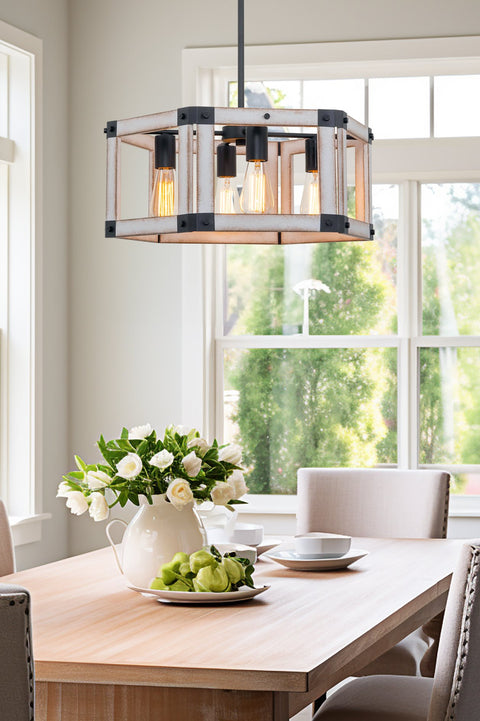 Dalton 20" 4-Light Modern Farmhouse Geometric Chandelier