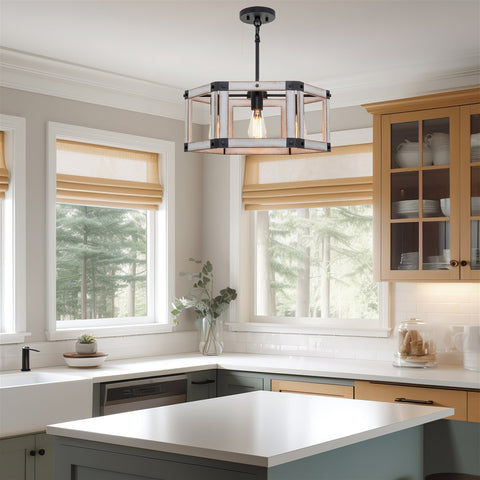 Dalton 20" 4-Light Modern Farmhouse Geometric Chandelier