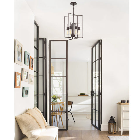 Roanoke 20" 4-Light Modern Farmhouse Rectangular Pendant Chandelier