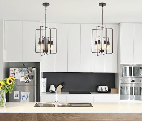 Roanoke 20" 4-Light Modern Farmhouse Rectangular Pendant Chandelier
