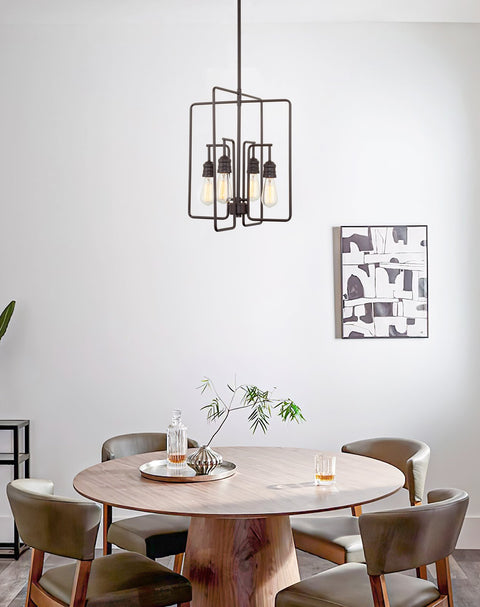 Roanoke 20" 4-Light Modern Farmhouse Rectangular Pendant Chandelier