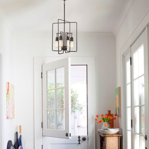 Roanoke 20" 4-Light Modern Farmhouse Rectangular Pendant Chandelier