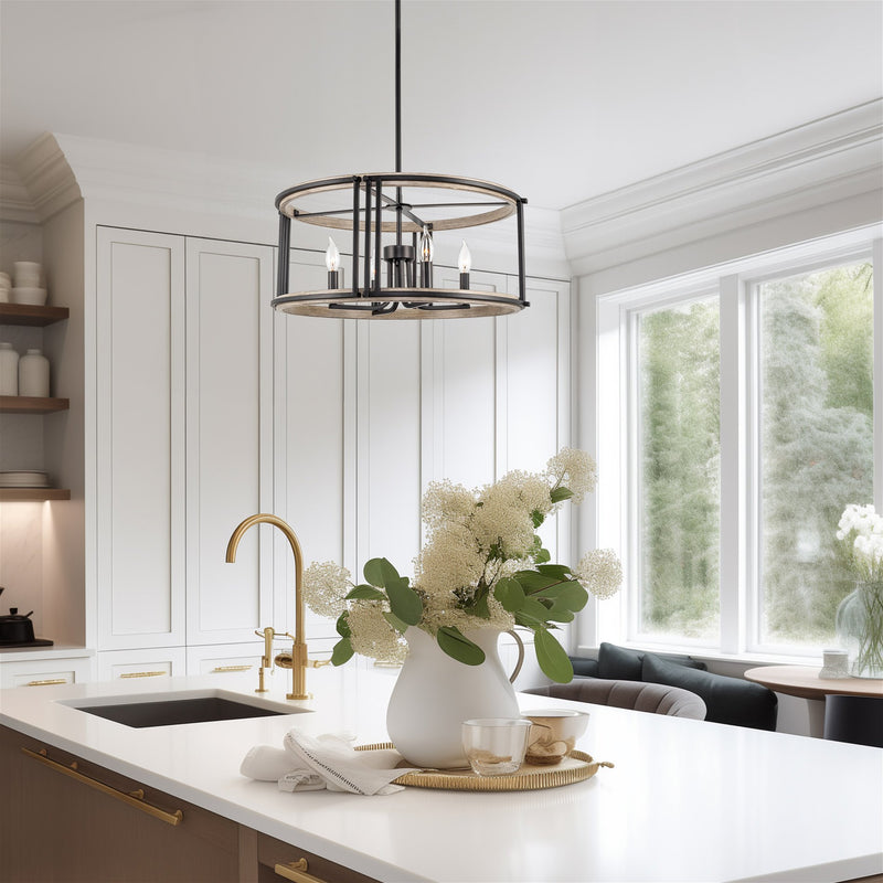 Vista 23" 4-Light Modern Farmhouse Drum Pendant Light