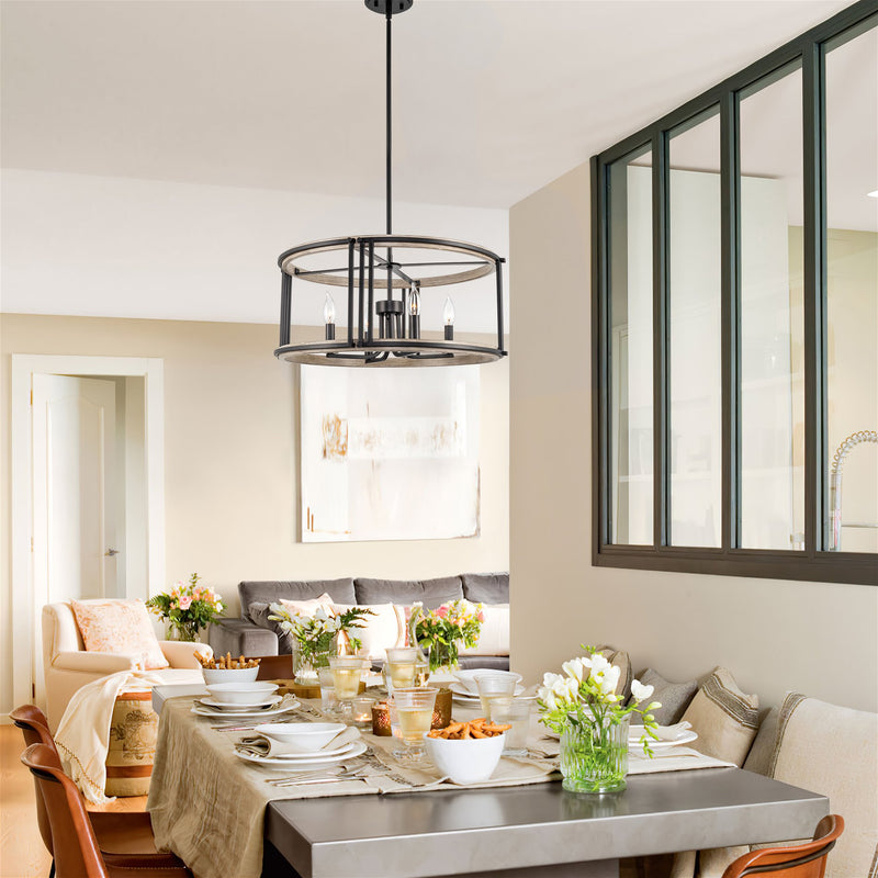 Vista 23" 4-Light Modern Farmhouse Drum Pendant Light