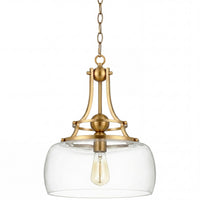 Kira Home Royale 14" Modern Schoolhouse Gold Pendant Light, Gold Sculptural Stem Hanging Light with Glass Bowl Shade, Cool Brass Finish