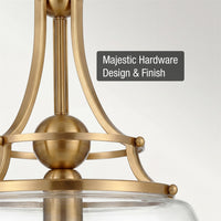 Kira Home Royale 14" Modern Schoolhouse Gold Pendant Light, Gold Sculptural Stem Hanging Light with Glass Bowl Shade, Cool Brass Finish