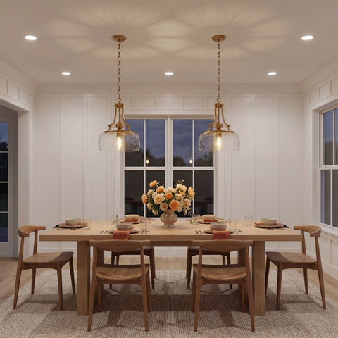 Kira Home Royale 14" Modern Schoolhouse Gold Pendant Light, Gold Sculptural Stem Hanging Light with Glass Bowl Shade, Cool Brass Finish