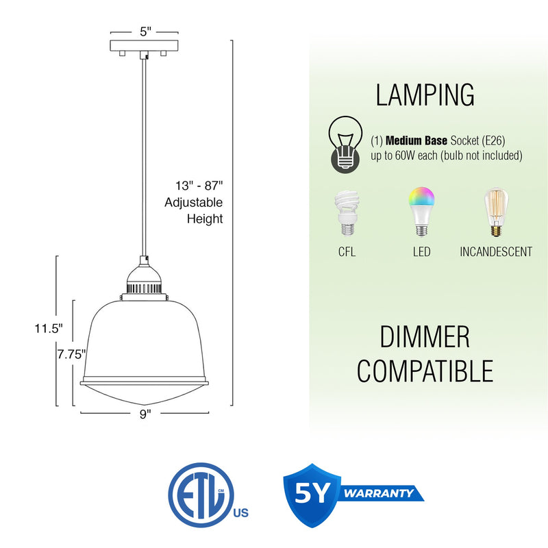 Alina 12" White Pendant Light