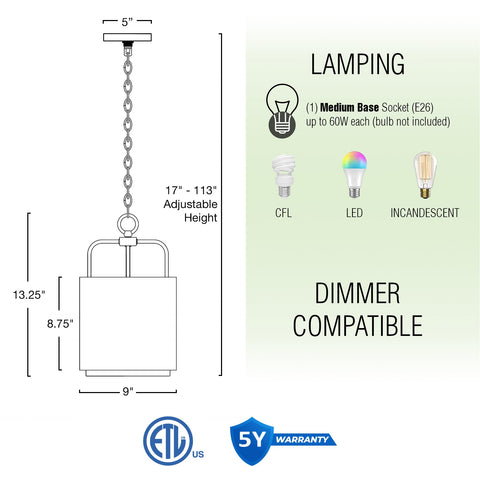 Cayman 13" Modern Chic Pendant Light