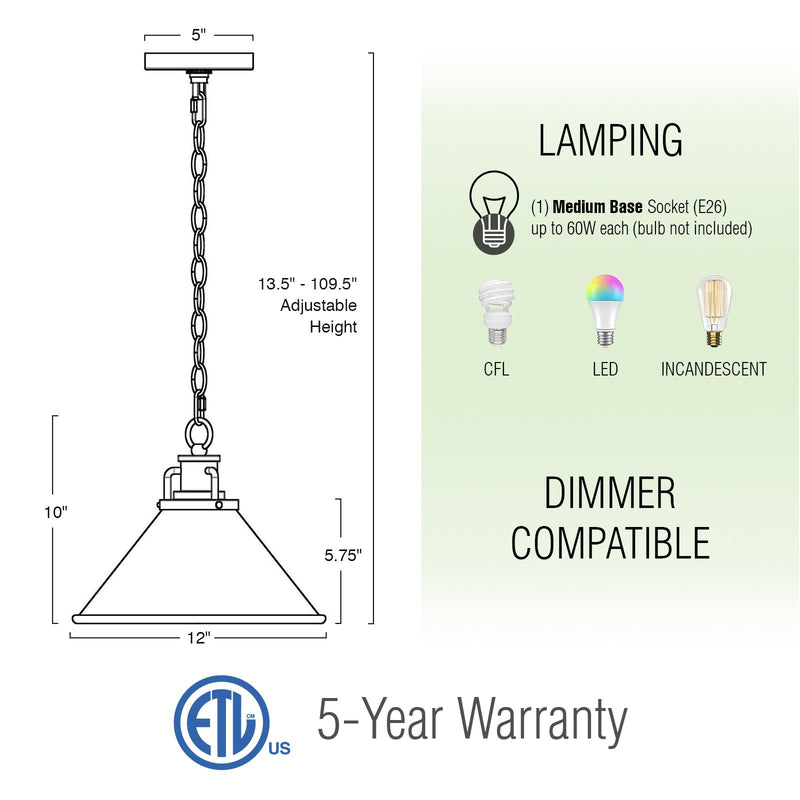 Romine 12" Modern Pendant Light