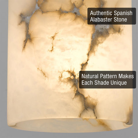 Kira Home Valencia 8" Hand-crafted Natural Spanish Alabaster Stone Pendant Light, Cool Brass Finish