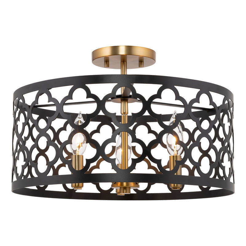 Sutton 16" 3-Light Modern Semi-Flush Mount Ceiling Light