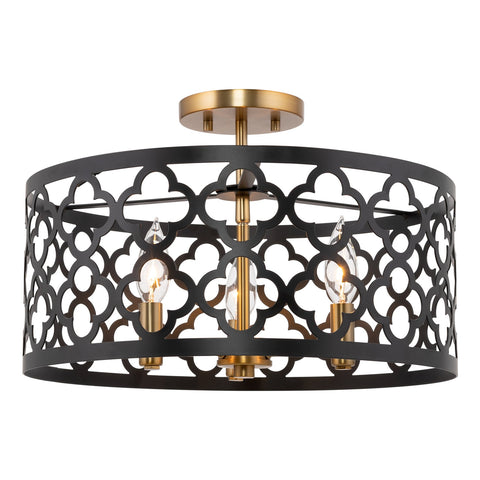 Sutton 16" 3-Light Modern Semi-Flush Mount Ceiling Light