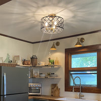 Sutton 16" 3-Light Modern Semi-Flush Mount Ceiling Light