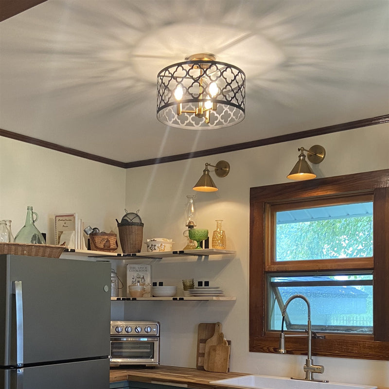 Sutton 16" 3-Light Modern Semi-Flush Mount Ceiling Light