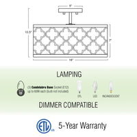 Sutton 16" 3-Light Modern Semi-Flush Mount Ceiling Light