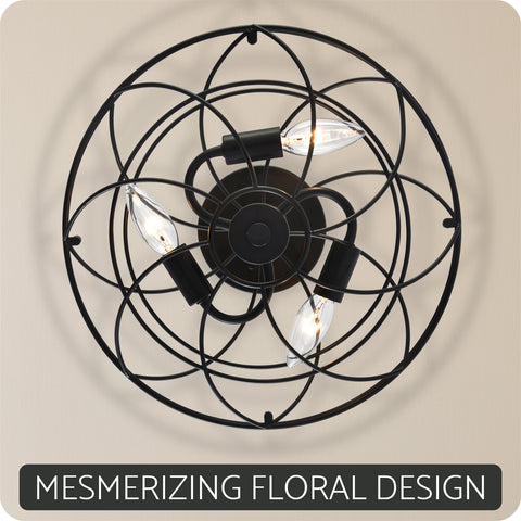 Georgia 14" 3-Light Modern Industrial Vintage Semi Flush Mount Ceiling Light