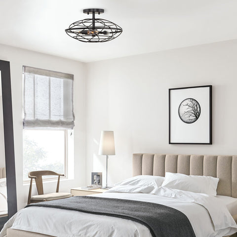Georgia 14" 3-Light Modern Industrial Vintage Semi Flush Mount Ceiling Light