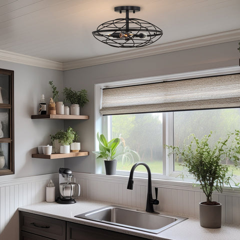 Georgia 14" 3-Light Modern Industrial Vintage Semi Flush Mount Ceiling Light