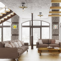 Powell 12" 3-Light Rustic Farmhouse Flush Mount Ceiling Light