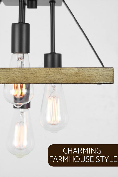 Powell 12" 3-Light Rustic Farmhouse Flush Mount Ceiling Light