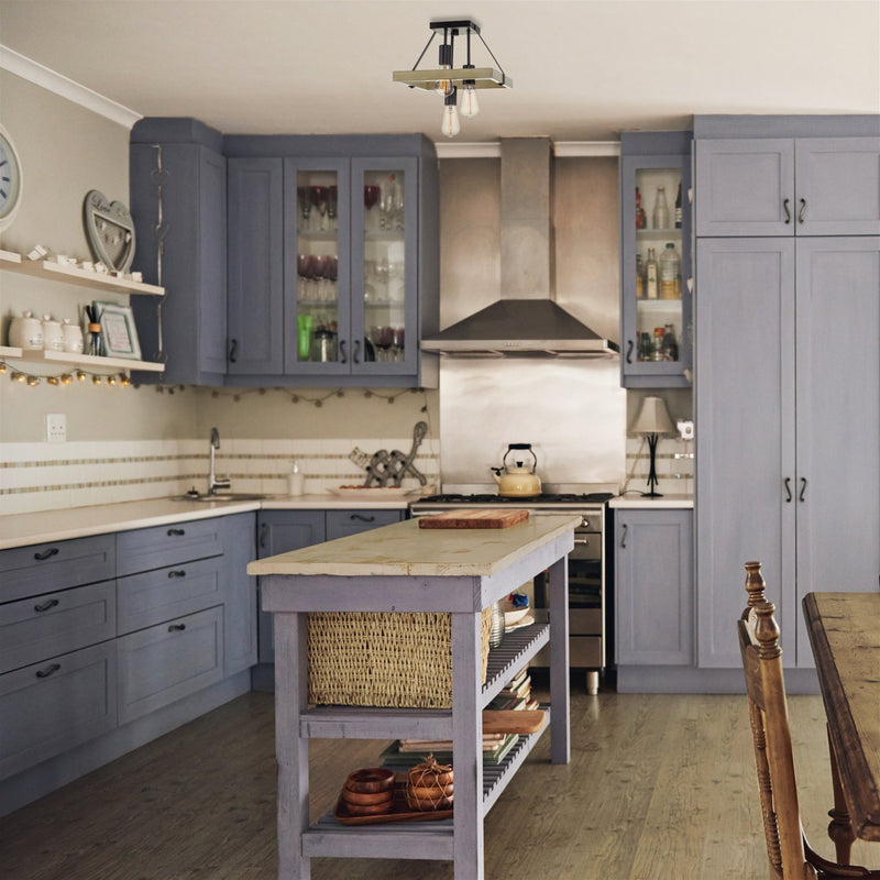 Powell 12" 3-Light Rustic Farmhouse Flush Mount Ceiling Light