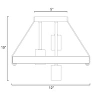 Powell 12" 3-Light Rustic Farmhouse Flush Mount Ceiling Light