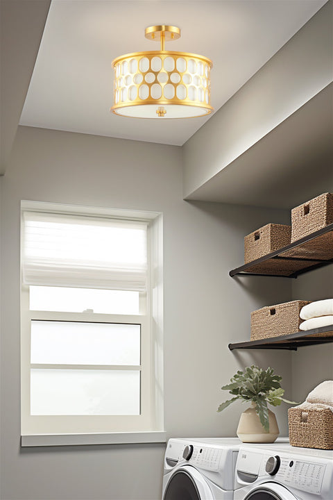 Holly 14" 3-Light Modern Semi-Flush Mount Ceiling Light