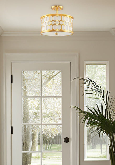 Holly 14" 3-Light Modern Semi-Flush Mount Ceiling Light