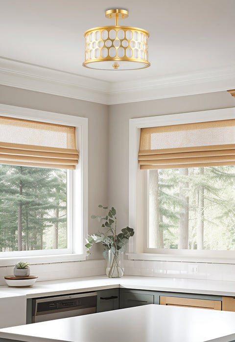Holly 14" 3-Light Modern Semi-Flush Mount Ceiling Light