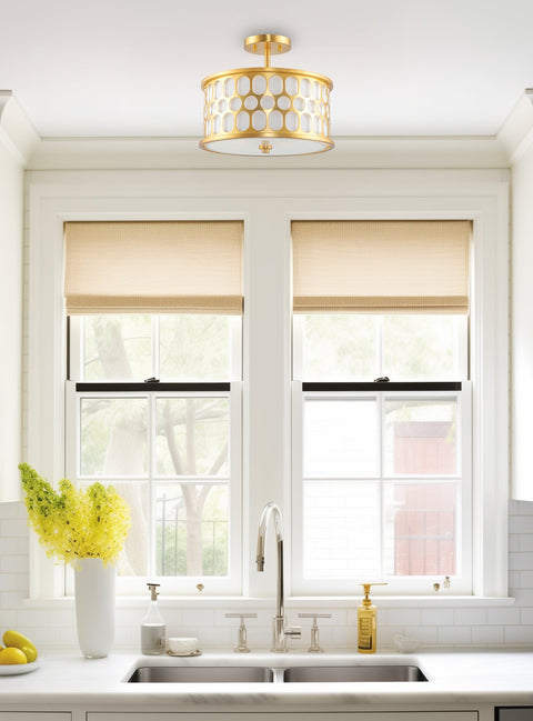 Holly 14" 3-Light Modern Semi-Flush Mount Ceiling Light
