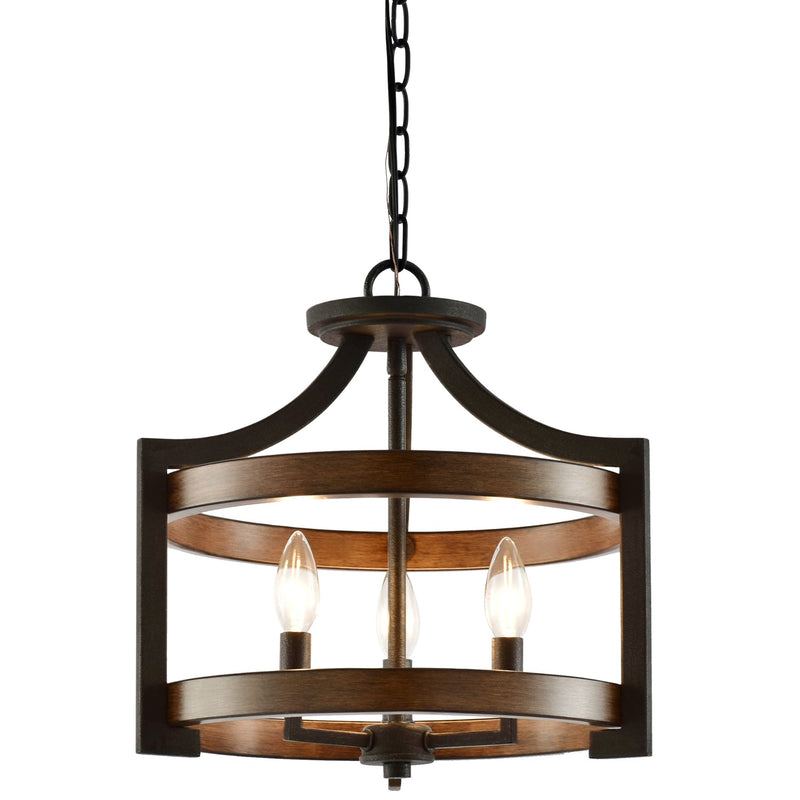 Woodrow 15" 3-Light Industrial Farmhouse Semi Flush Convertible Pendant Light