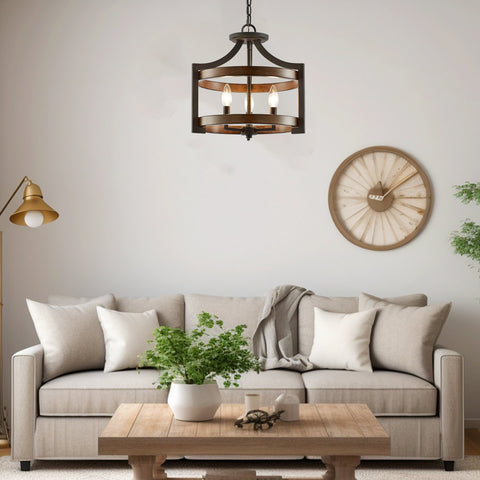 Woodrow 15" 3-Light Industrial Farmhouse Semi Flush Convertible Pendant Light